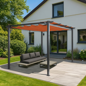 Aluminium Pergola 3x4m Pavillon mit UV50+ Schiebedach Terrakotta