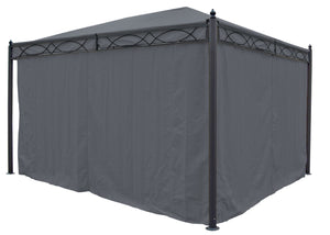 Pergola aus Aluminium 4x3m Grau mit Seitenwand & Moskitonetz