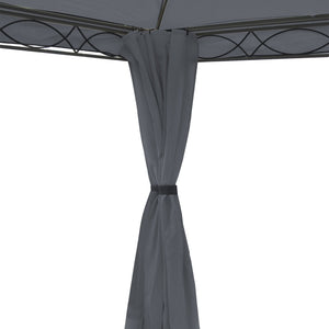 Pergola aus Aluminium 4x3m Grau mit Seitenwand & Moskitonetz