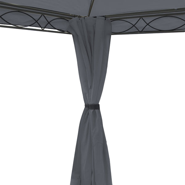 Pergola aus Aluminium 4x3m Grau mit Seitenwand & Moskitonetz
