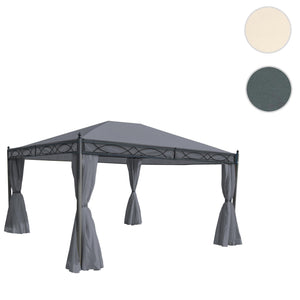 Pergola aus Aluminium 4x3m Grau mit Seitenwand & Moskitonetz