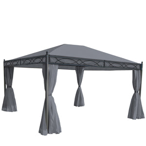 Pergola aus Aluminium 4x3m Grau mit Seitenwand & Moskitonetz