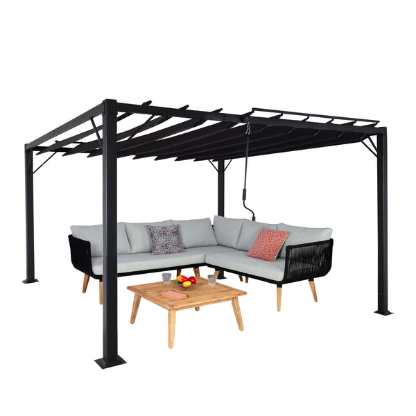 Pergola mit Lamellendach 3x3m aus Alu in Anthrazit für Garten