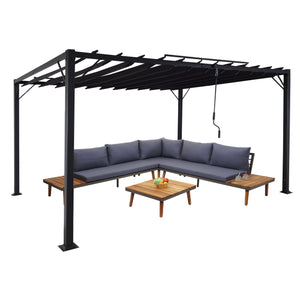 Pergola 3x4m anthrazit Alu Pavillon mit Lamellendach für Garten
