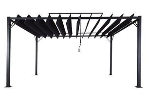 Pergola 3x4m anthrazit Alu Pavillon mit Lamellendach für Garten