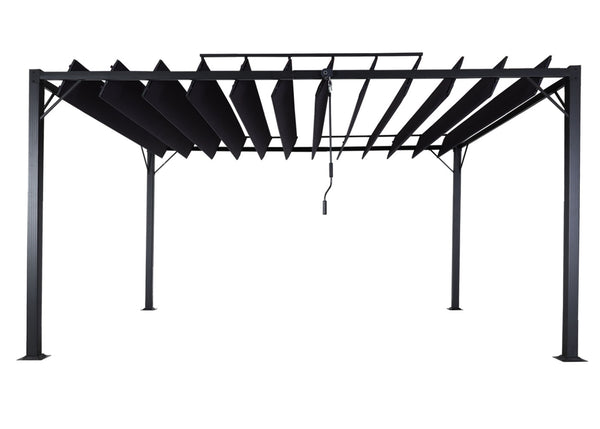 Pergola 3x4m anthrazit Alu Pavillon mit Lamellendach für Garten