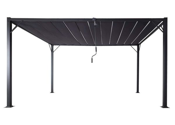 Pergola 3x4m anthrazit Alu Pavillon mit Lamellendach für Garten
