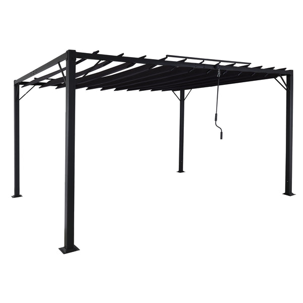 Pergola 3x4m anthrazit Alu Pavillon mit Lamellendach für Garten