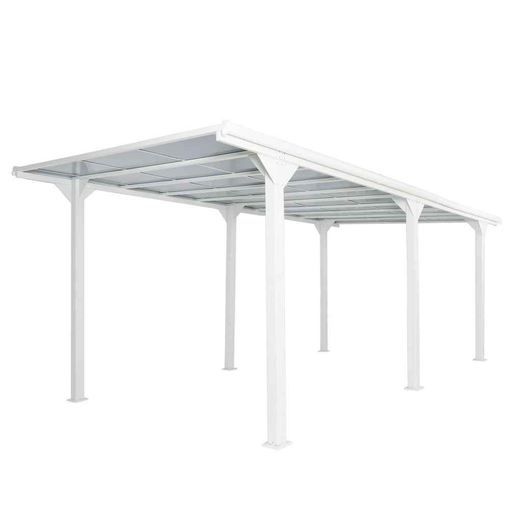 Pergola 3x6m Weiss – Alu-Terrassenüberdachung mit Polycarbonat-Dach