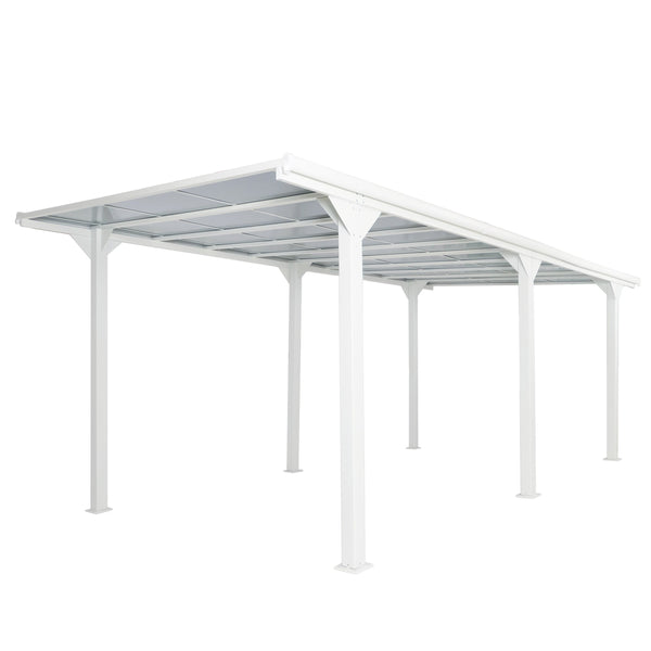 Pergola 3x6m Weiss – Alu-Terrassenüberdachung mit Polycarbonat-Dach