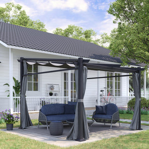 Pergola mit ausziehbarem Dach für Garten 3x3m dunkelgrau