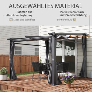 Pergola mit ausziehbarem Dach für Garten 3x3m dunkelgrau