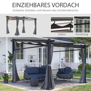 Pergola mit ausziehbarem Dach für Garten 3x3m dunkelgrau