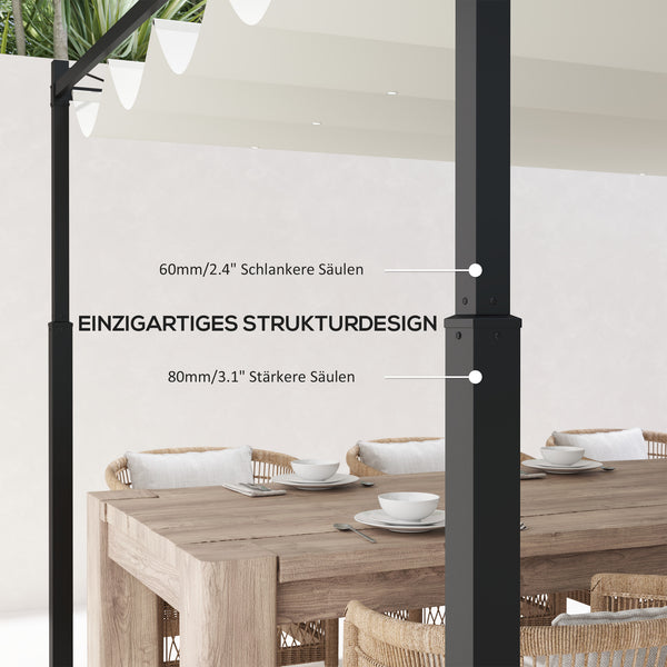 Pergola mit ausziehbarem Dach UV-Schutz für Garten 3x3m cremeweiss