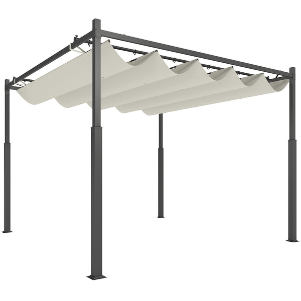 Pergola mit ausziehbarem Dach UV-Schutz für Garten 3x3m cremeweiss