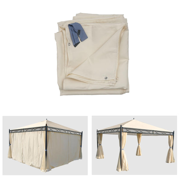 4er Set Ersatz-Seitenwände für Pergola 4x4m creme Polyester