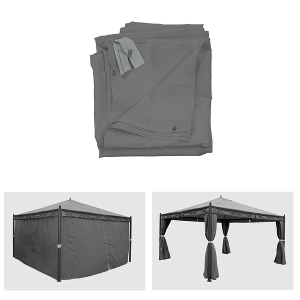 4er Set Ersatz Seitenwände grau für Pergola Pavillon 4x4m Polyester