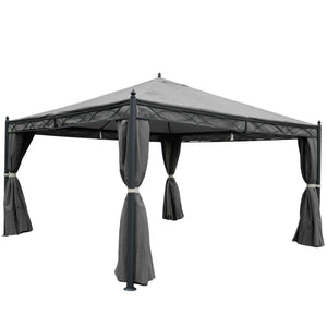 4er Set Ersatz Seitenwände grau für Pergola Pavillon 4x4m Polyester