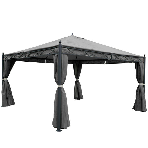 4er Set Ersatz Seitenwände grau für Pergola Pavillon 4x4m Polyester