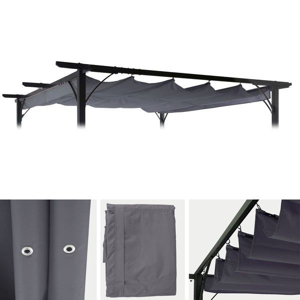 Ersatzbezug grau 320x250cm für 3x3m Pergola Pavillon Dach