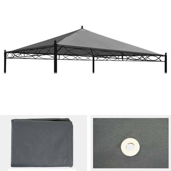 Ersatzbezug grau für Pergola Pavillon Dach 3x3m wetterfest