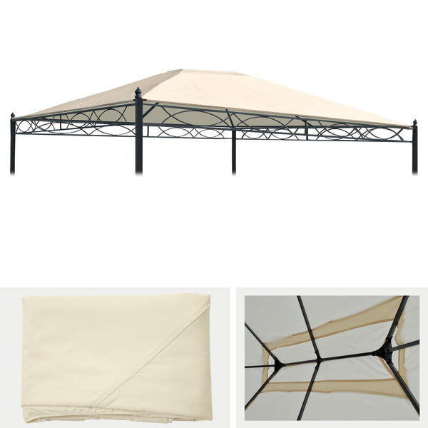 Ersatzbezug für Pergola Pavillon 4x3m Dach Creme Wetterfest