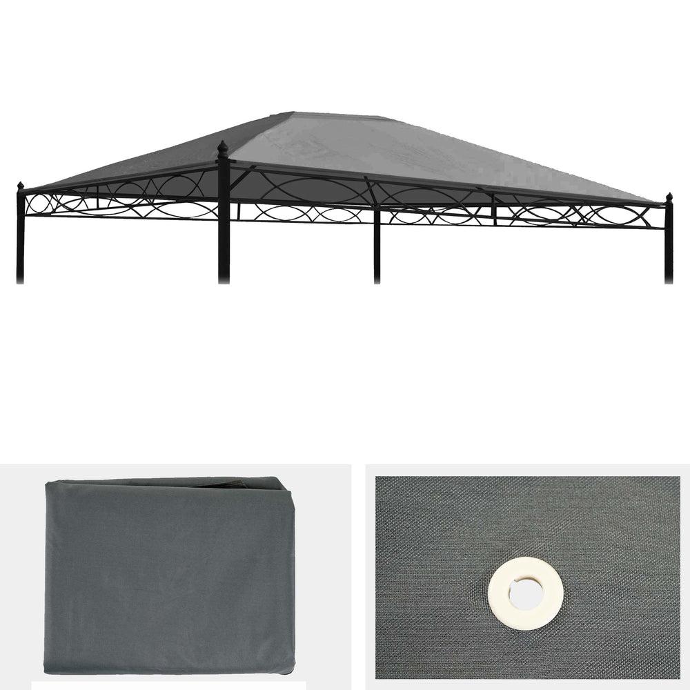 Ersatzbezug Grau für Pergola Pavillon Cadiz 4x3m Wetterschutz