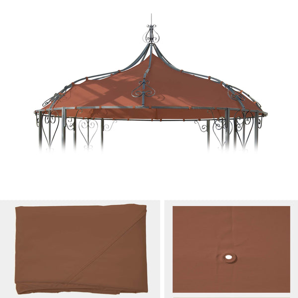 Ersatzdach für Pergola Pavillon 3m rund terracotta-braun