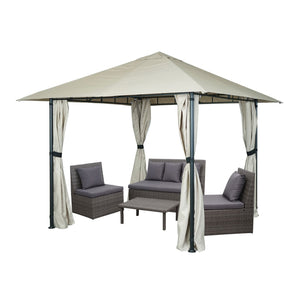 Pergola Gartenpavillon 3x3m mit Seitenwand in Creme-Beige