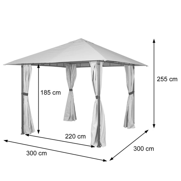 Pergola Gartenpavillon 3x3m mit Seitenwand in Creme-Beige