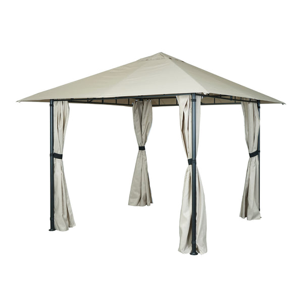 Pergola Gartenpavillon 3x3m mit Seitenwand in Creme-Beige
