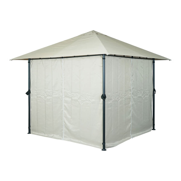 Pergola Gartenpavillon 3x3m mit Seitenwand in Creme-Beige