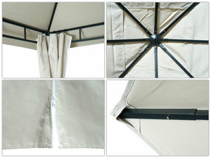 Pergola Gartenpavillon 3x3m mit Seitenwand in Creme-Beige