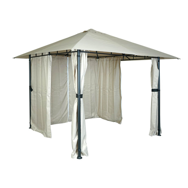 Pergola Gartenpavillon 3x3m mit Seitenwand in Creme-Beige