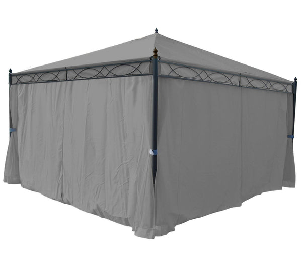 Pergola Gartenpavillon 4x4m Stabil mit Seitenwand hellgrau