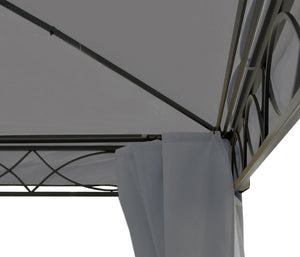 Pergola Gartenpavillon 4x4m Stabil mit Seitenwand hellgrau