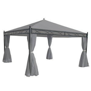 Pergola Gartenpavillon 4x4m Stabil mit Seitenwand hellgrau