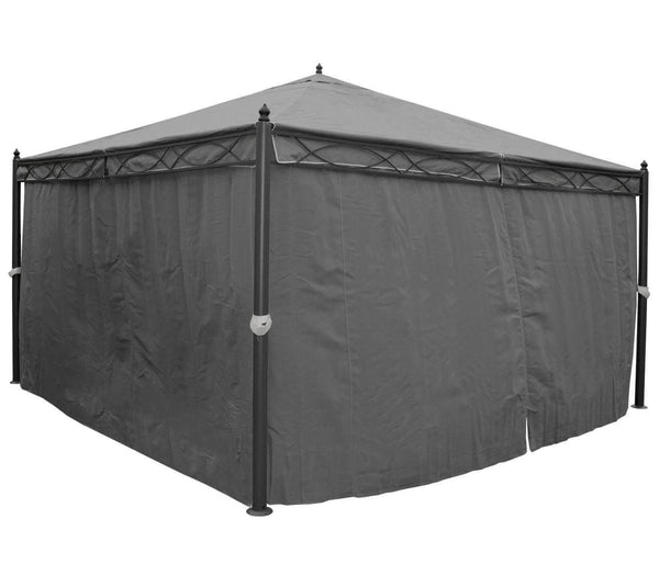 Pergola Gartenpavillon 4x4m mit Seitenwand & Moskitonetz Grau
