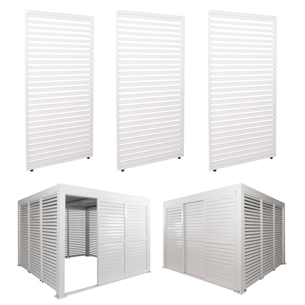 3er-Set Aluminium Lamellen für Pergola, 204x271cm, weiss