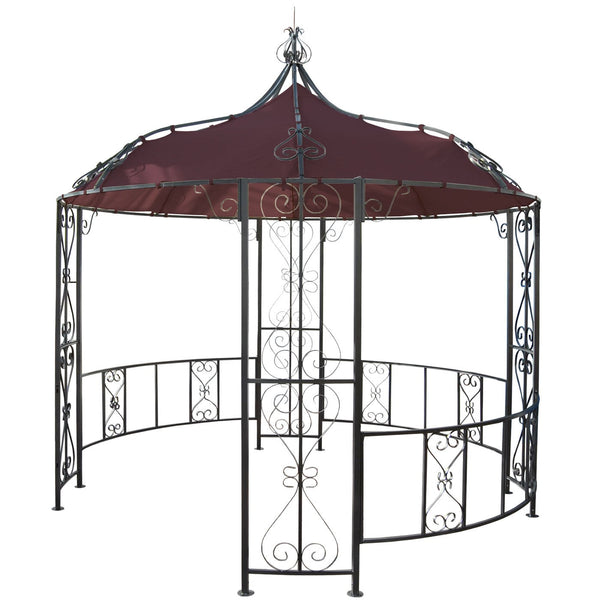 Pergola Main Garten Pavillon stabiles Stahl-Gestell Ø3m rot rot-braun