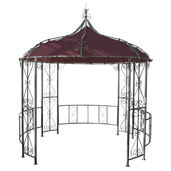 Pergola Main Garten Pavillon stabiles Stahl-Gestell Ø3m rot rot-braun
