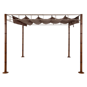 Garten Pergola 3x3m aus Metall in Bambus-Optik, taupe-braun