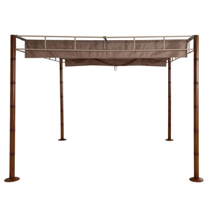 Garten Pergola 3x3m aus Metall in Bambus-Optik, taupe-braun