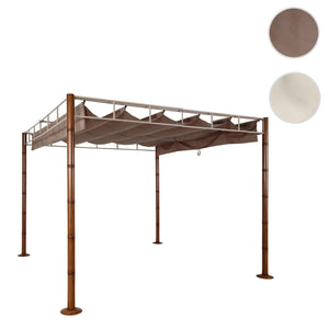 Garten Pergola 3x3m aus Metall in Bambus-Optik, taupe-braun