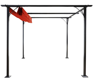Pergola Pavillon 3,5x3,5m mit Schiebedach, 6cm Gestell terracotta