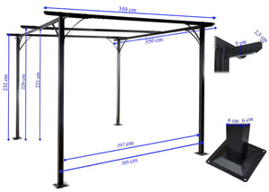 Pergola Pavillon 3,5x3,5m mit Schiebedach, 6cm Gestell terracotta