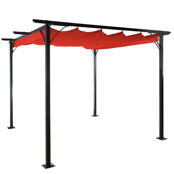 Pergola Pavillon 3,5x3,5m mit Schiebedach, 6cm Gestell terracotta