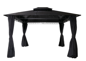 Pergola Pavillon 3,6x3m mit Seitenwand & Moskitonetz, grau