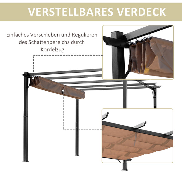 Pergola Pavillon mit verstellbarem Dach 3x4m Aluminium