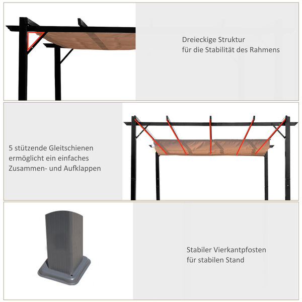 Pergola Pavillon mit verstellbarem Dach 3x4m Aluminium